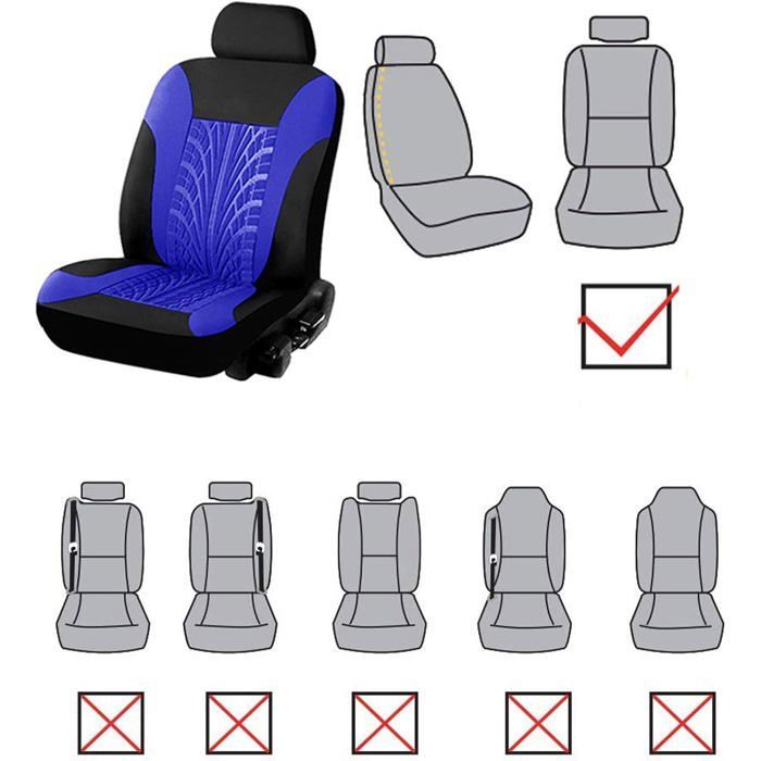 FUIENKO-Housse de siège avant universelle pour voiture, protection de siège avant (bleu)