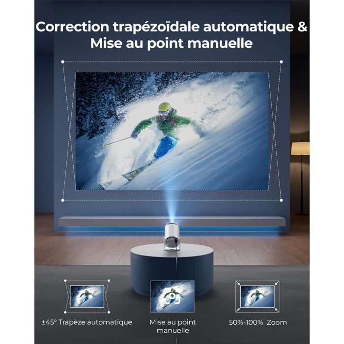 Konsoefuly Vidéoprojecteur 4K 2026 Mini Projecteur HD 720P 20000 Lux WiFi6 BT5.1 Compatible TV Stick/PC/HDMI/USB/iOS/Android/PS5