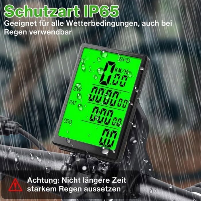Waterdichte draadloze fietscomputer, 31 functies, groot 3-inch scherm, snelheid, afstand