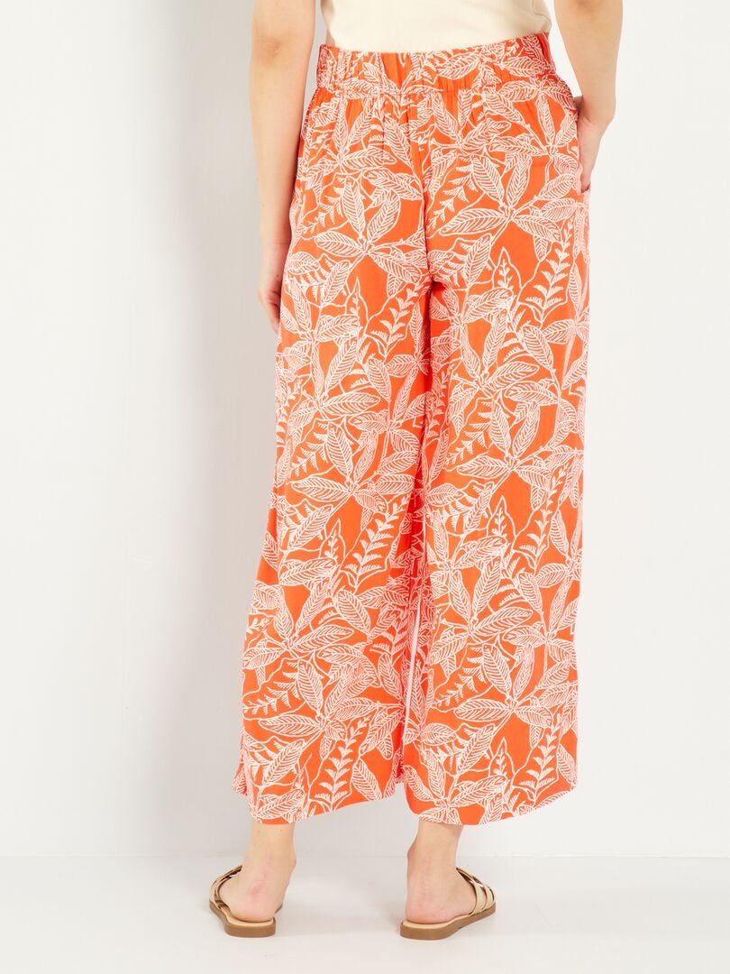 Wijde broek met print - ORANJE