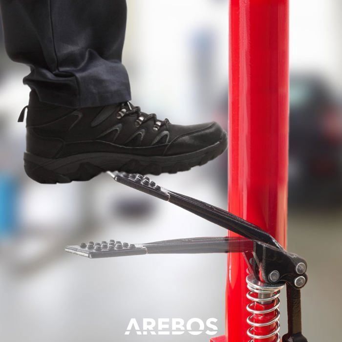 Gatos elevadores AREBOS | Gato hidráulico de acero para fosos | 500 kg | Altura regulable de 105 a 185 cm | Acero | 4 ruedas