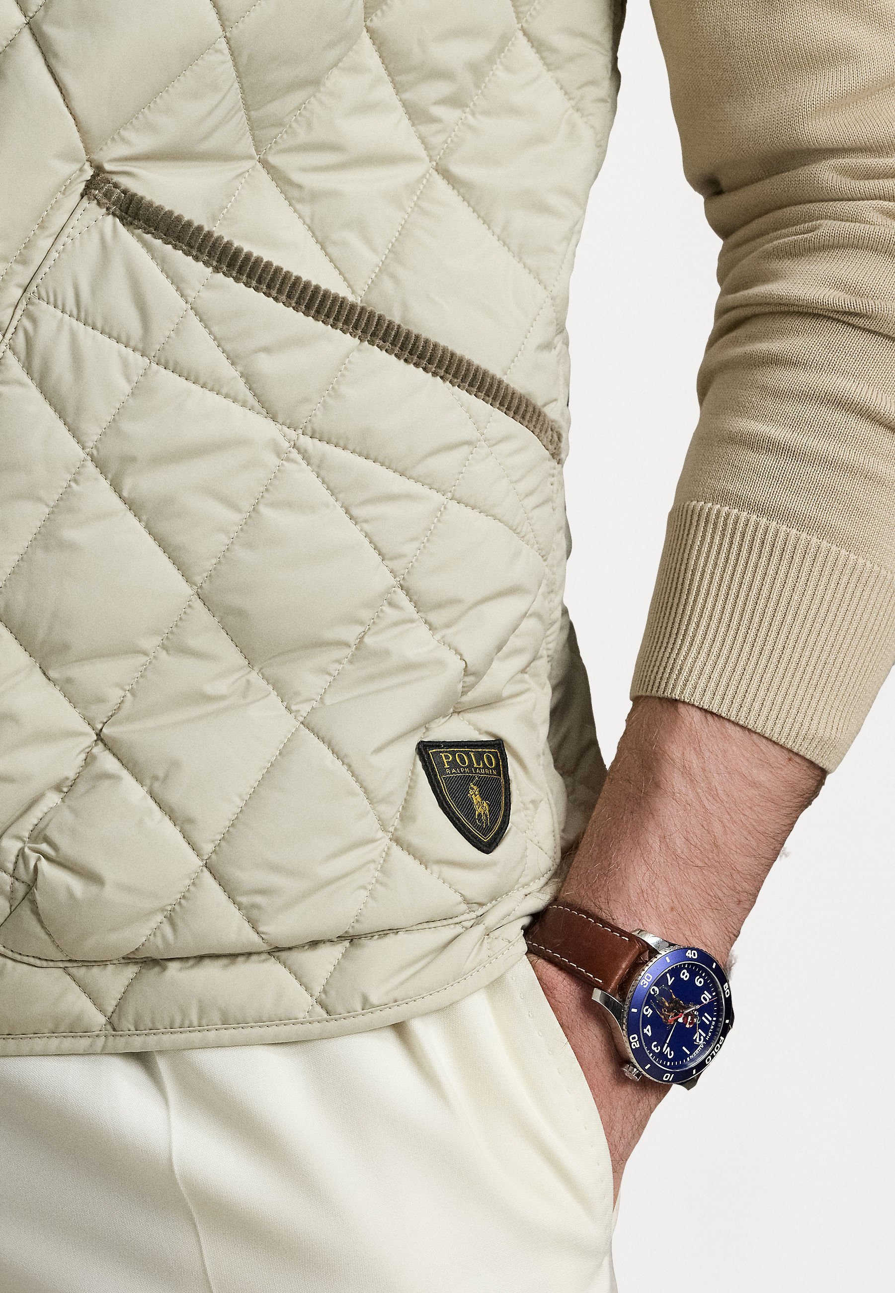 Polo Ralph Lauren THE BEATON QUILTED UTILITY GILET - Vesta - kameninová sivá