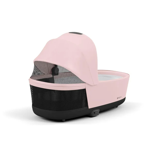 Cybex Priam V4 -rattaasetti persikanpunaisena, mattamustalla rungolla
