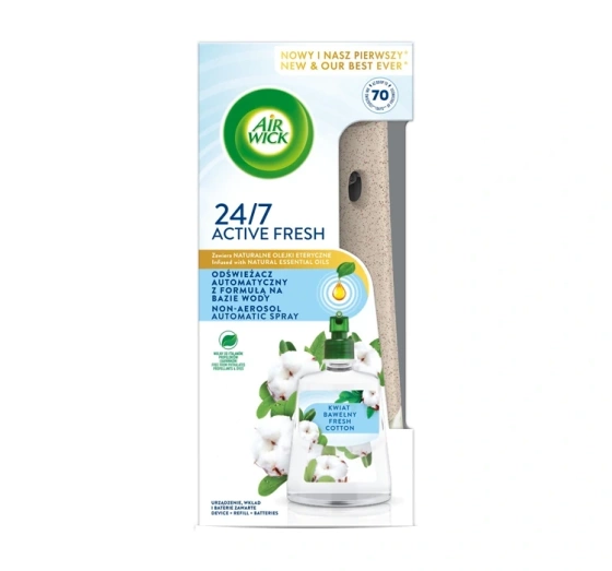 Air Wick 24/7 Active Fresh zestaw automatyczny odświeżacz powietrza   wkład Kwiat Bawełny