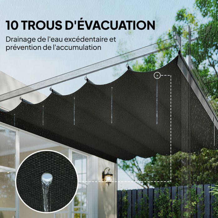 Pérgola/cenador retráctil de 3 x 3 m con toldo, color gris |