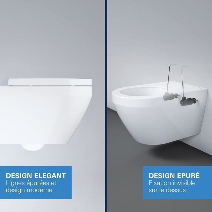 Set WC sospeso compatto - Scarico orizzontale - Senza brida - GROHE Euro Ceramic Triple Vortex (102 486 SH00)