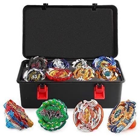 12 nuove trottole con 2 lanciatori turbo Burst, gioco Arena, Gyro Pocket Box Pro (nero) - Regalo per bambini