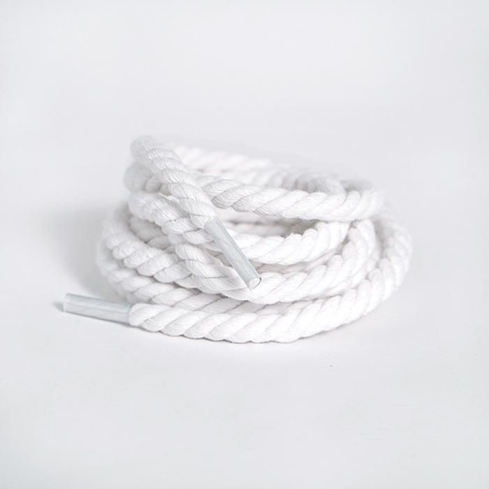Lacets larges en corde - Lacets Chaussures - Blanc - 160 cm - 8 cm de diamètre - 100% coton