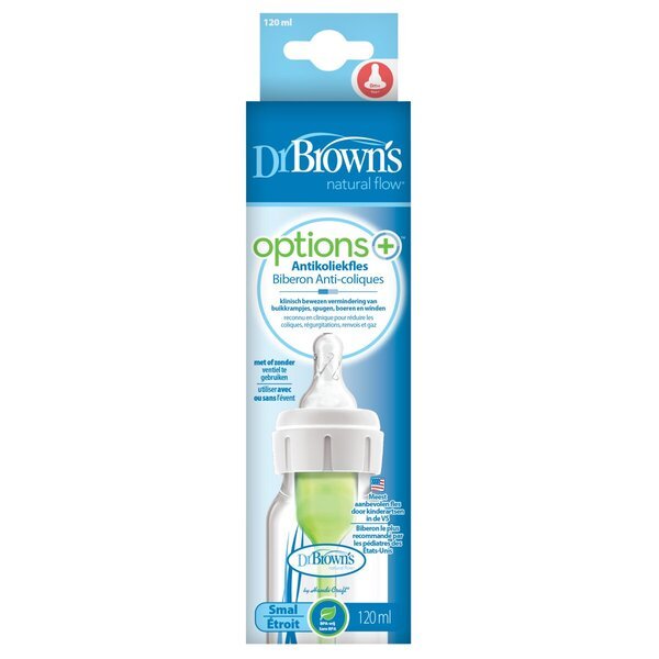 Dr. Brown's Options+ pretkoliku pudelīte ar šauru kakliņu<br>120 ml