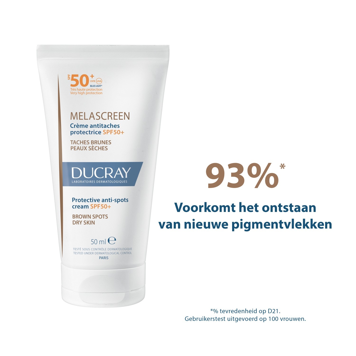 „Ducray“ apsauginis kremas nuo pigmentinių dėmių MELASCREEN SPF 50+, 50 ml