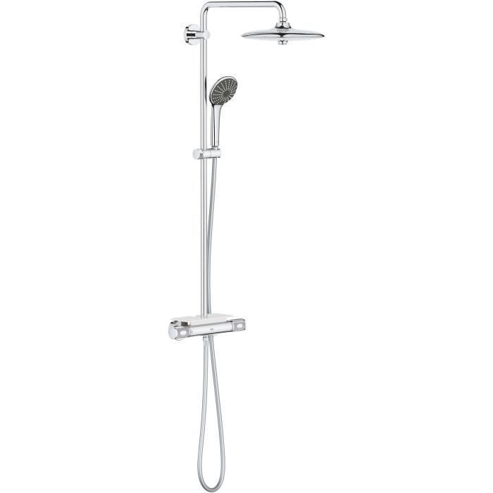 GROHE Colonne de douche mitigeur thermostatique Vitalio Joy 260, tête de douche 260mm, douchette 3 jets, chromé, 26403002