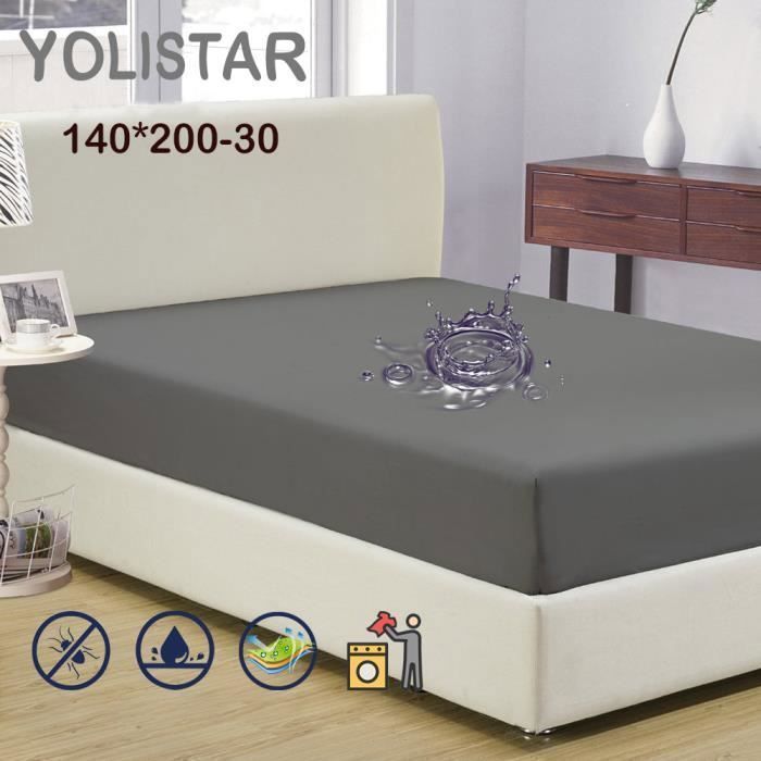 Protector de colchón 140x200-30cm | Protector de colchón impermeable y transpirable | Suave y silencioso - gris