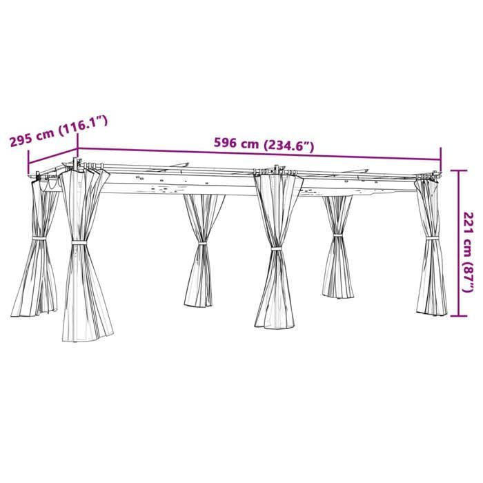 vidaXL Tonnelle avec rideaux taupe 6x3 m acier, tonnelle de jardin, tonnelle de patio, pavillon de jardin 4003922