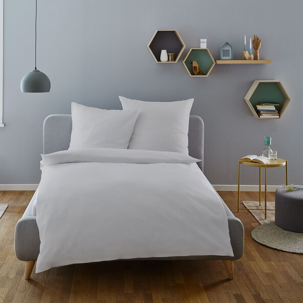 Percale beddengoed, 200 x 220 cm, lichtgrijs