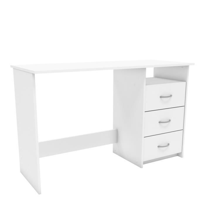 Escritorio de estilo contemporáneo en blanco perla - DEMEYERE - ARISTOTLE - 123 cm - 3 cajones