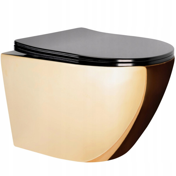 Misa Wc Podwieszana Carlo Flat Mini Złota/Czarna