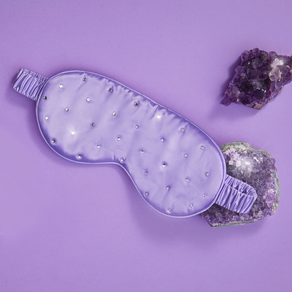 Crystallove Eye Mask, Krystalizovaná hedvábná oční maska – Lila – 1 kus