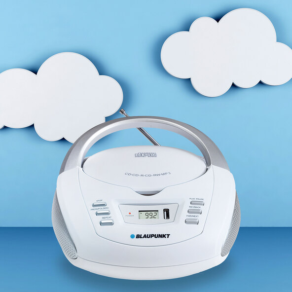 Aparelho de som com CD, rádio e MP3, branco