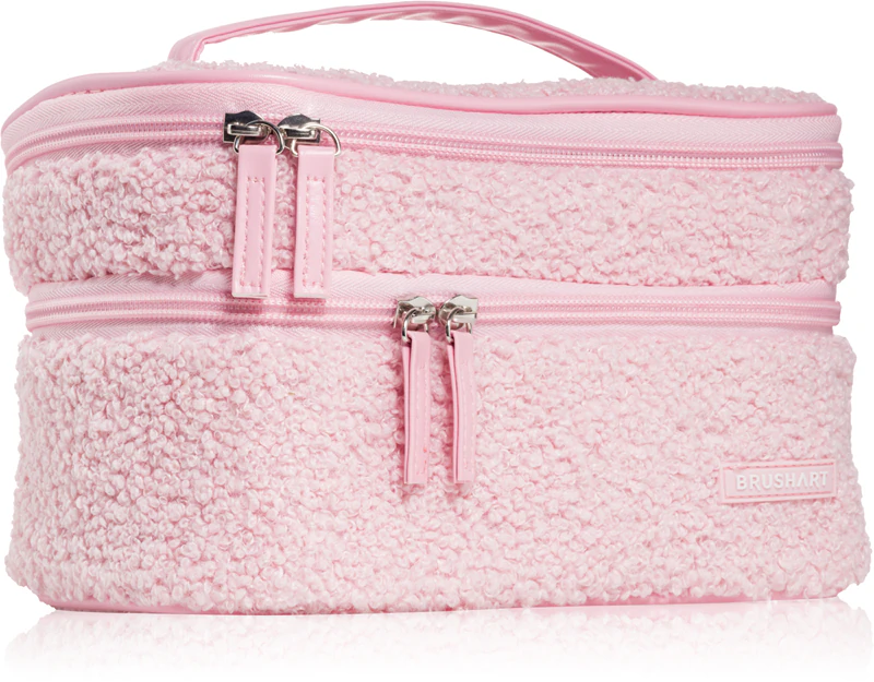 Necessaire de maquiagem BrushArt Accessories, dupla camada e macia, com dois compartimentos.