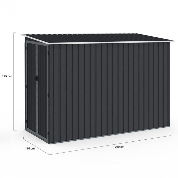IDMARKET 3m² lean-to garden shed, grey, galvanized steel with double side door base