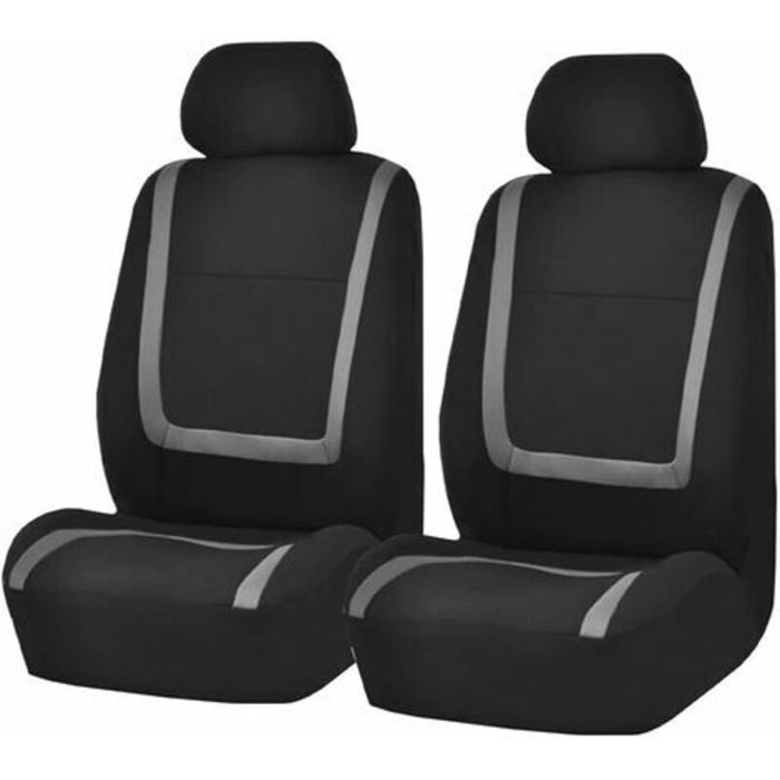 Fundas universales para asientos de coche - MICH - Juego completo - 2 fundas para asientos delanteros - 2 fundas para reposacabezas - Gris