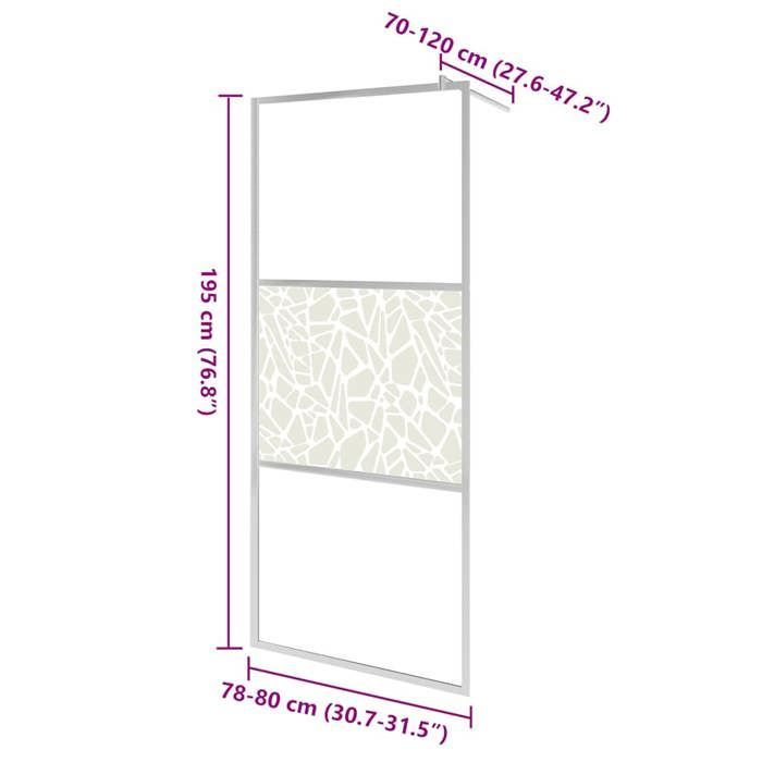 vidaXL Walk-in Shower Enclosure Shower Cabin Shower Partition Bathroom Home Interior ESG Glass Stone 146650