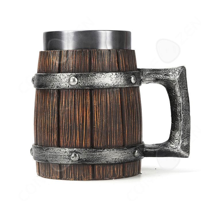 Copa de vino PASSIONOVA de 600 ml, diseño de barril, acero inoxidable de doble pared con asa, para cócteles y cerveza.
