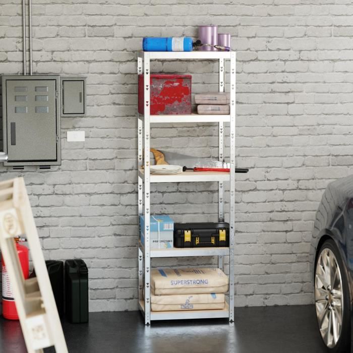 Modulaire en veelzijdige opbergplank voor werkplaats, garage, kelder, enz. Stevige uitvoering, 172x75x30cm - Grijs