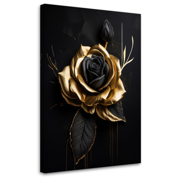 Obraz na płótnie  złota róża na czarnym tle 40x60 cm