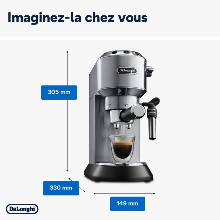 Manual espresso machine - De'Longhi - Dedica style - EC685.M - Stainless steel