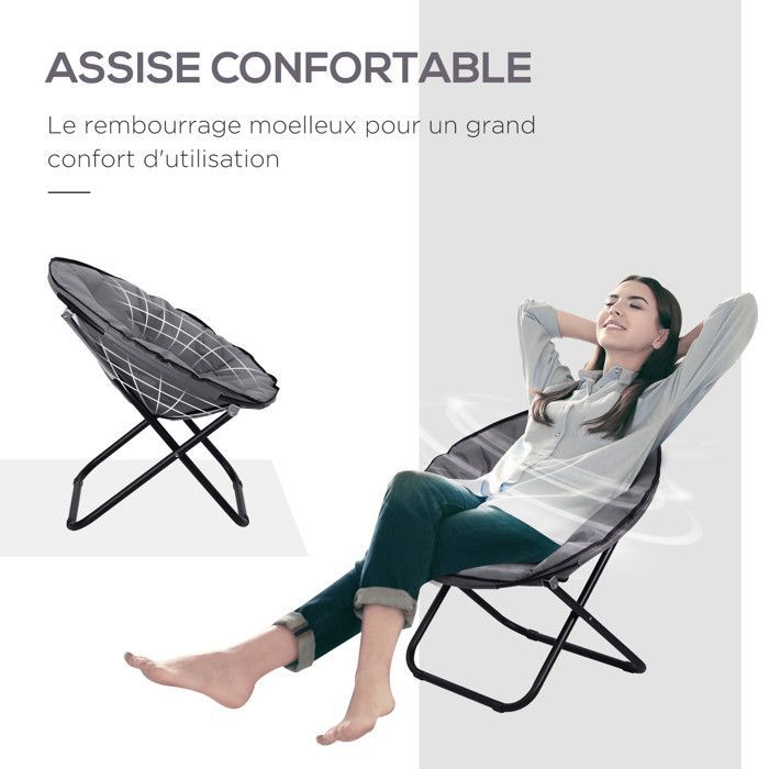 Outsunny Designer-Sessel, Metall, 80 x 80 x 75 cm, grau