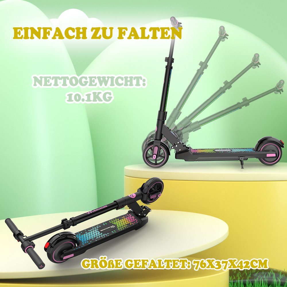 Evercross miniscooter, elektrische scooter voor kinderen van 6-16 jaar, max. 15 km/u, elektrische step, LED