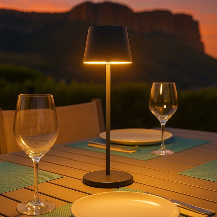 Lampe de table sans fil - LUMISKY - KELLY ROCK - Aluminium gris - LED blanc dimmable - Rechargeable - H38 cm