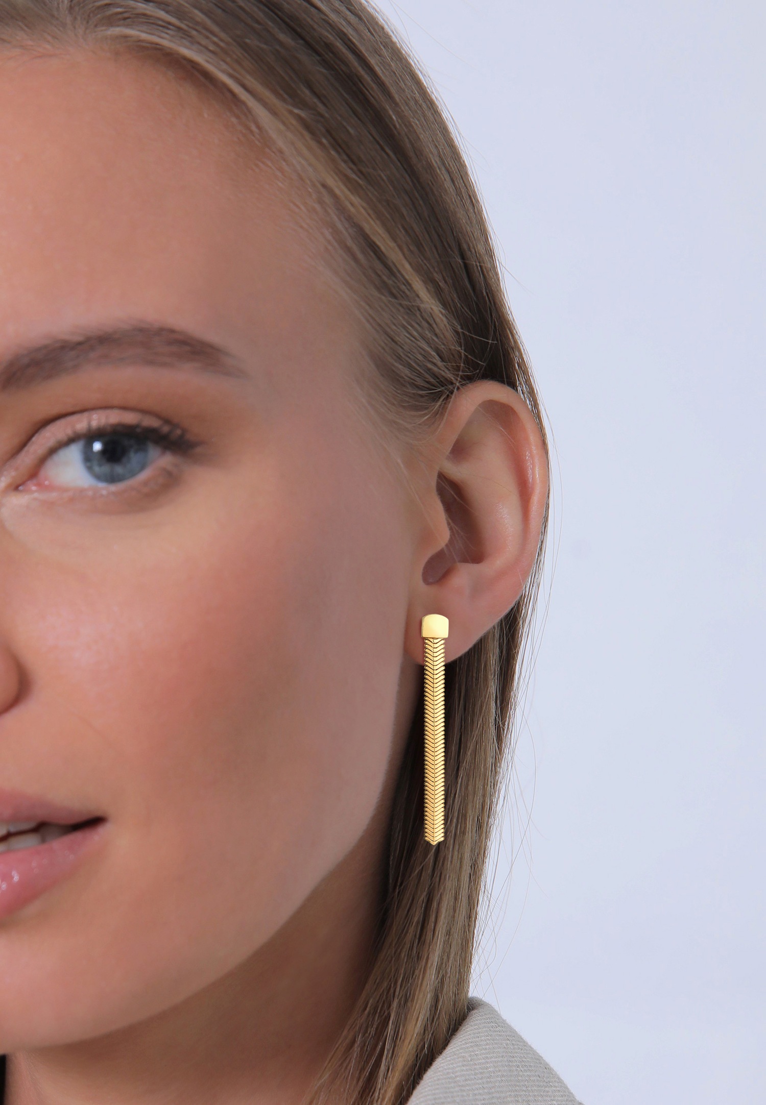 Elli PREMIUM Boucles d'oreilles dames chaîne à chevrons tendance en argent sterling 925