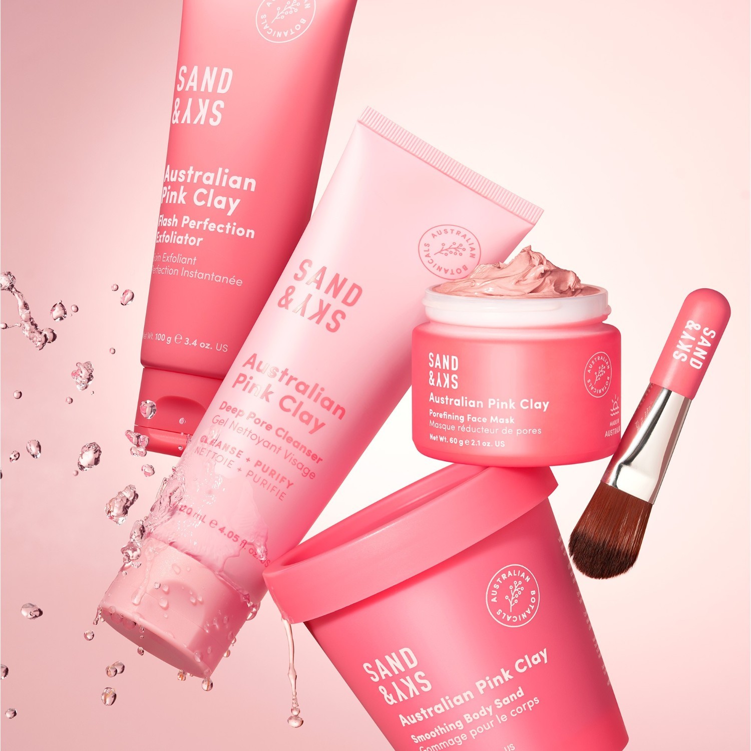 Glinena maska Sand & Sky z avstralsko rožnato glino za čiščenje por – 60 g