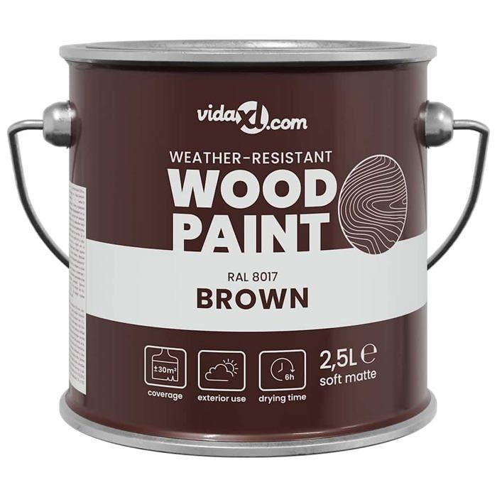 Peinture pour bois extérieure - vidaXL - Marron - 16,5 x 16,5 x 16 cm - Séchage rapide - Faible odeur