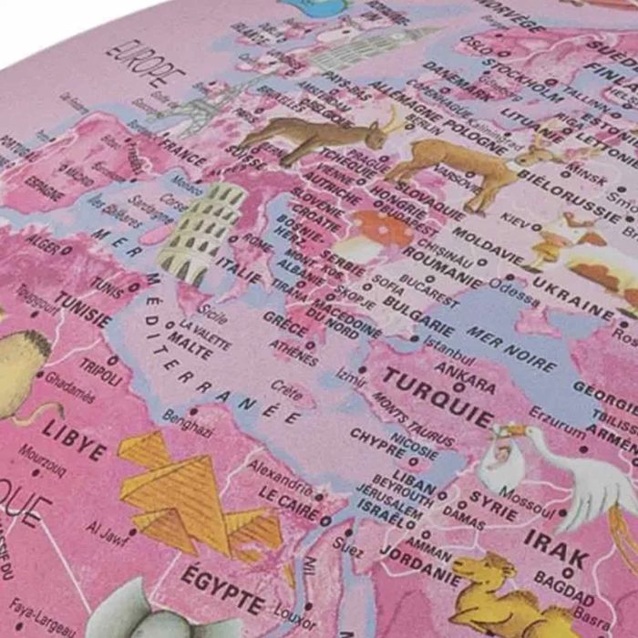 TECNODIDATTICA - Globe terrestre PINK ZOO, lumineux, 25 cm, illustré
