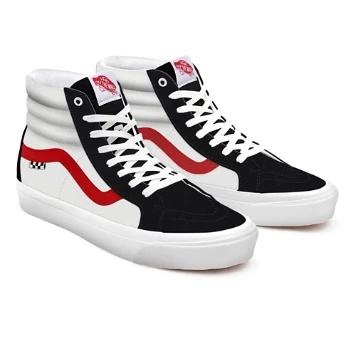 True White and Black Suede Skate Sk8-Hi Personalizzate