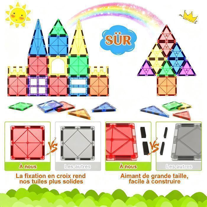 Construction Magnetique Enfant - Jeu De Construction Magnétique -Jeux Construction Magnetique - 40PCS - Idée Cadeau Garçon et