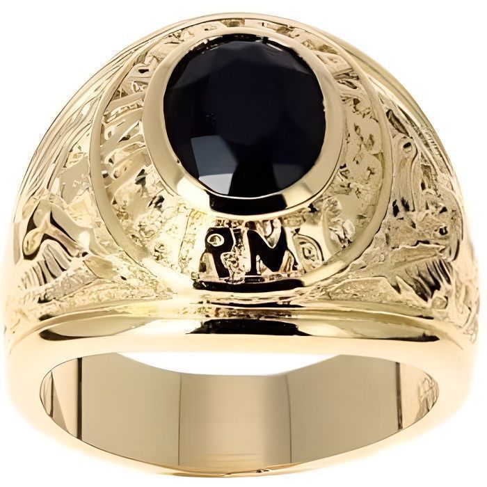 Signet Ring - BIJOUXIA - Army Black Onyx Stone - 18K Gold Plated - Unisex