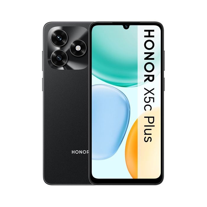 Smartphone Honor X5c Plus da 6,74”, doppia nano SIM, 64 GB, colore nero mezzanotte.