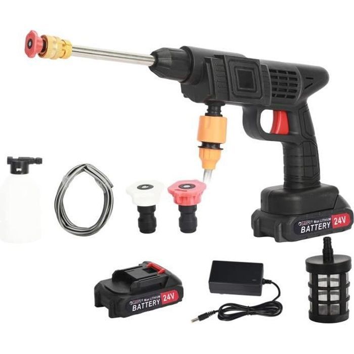 Limpiadora de alta presión inalámbrica, pistola de agua portátil para lavado de autos + 1 batería de 24 V/5600 mAh