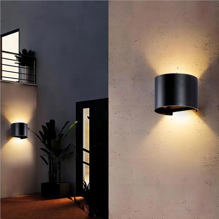 Aplique de pared SMOTOP - LED de 12 W - Aluminio negro - 2 casquillos E27, luz blanca cálida