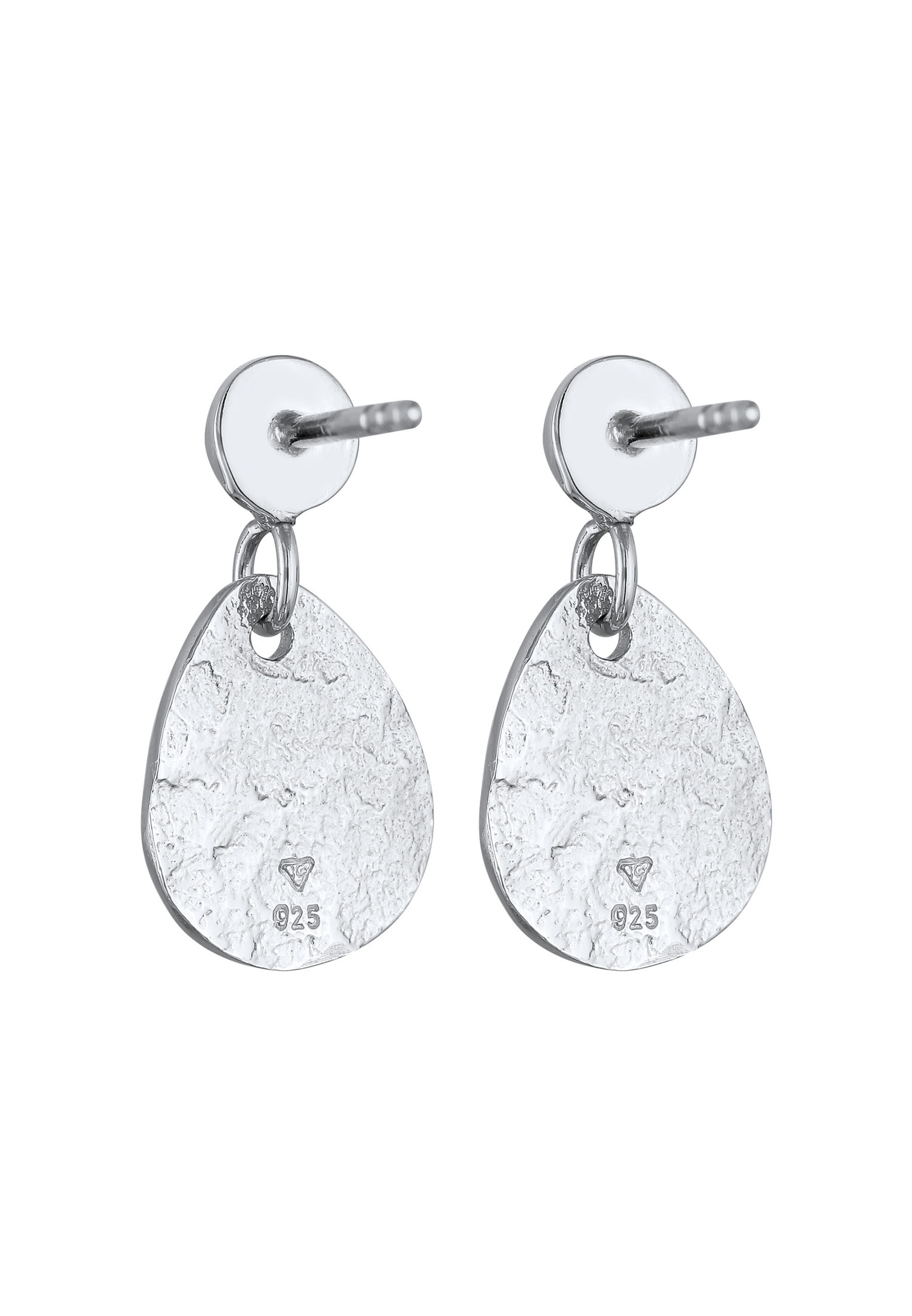 Elli Pendentifs d'oreilles pour femmes Goutte plaque structurée en argent sterling 925
