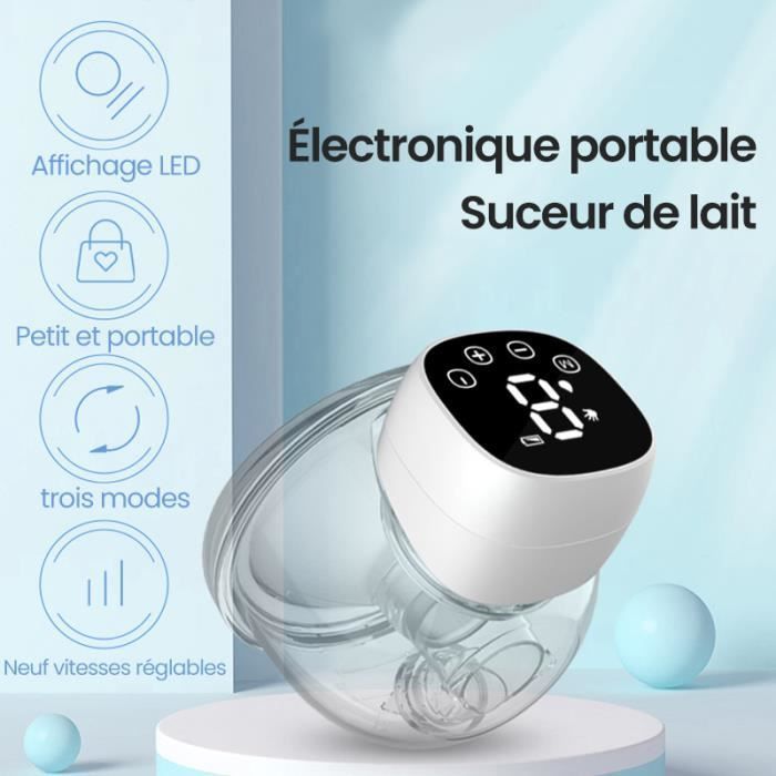 PIMPIMSKY Tire-Lait Électrique Portable 3 Modes 9 Forces Super Silencieux Grand Rechargeable par USB + 10 sac de stockage de lait