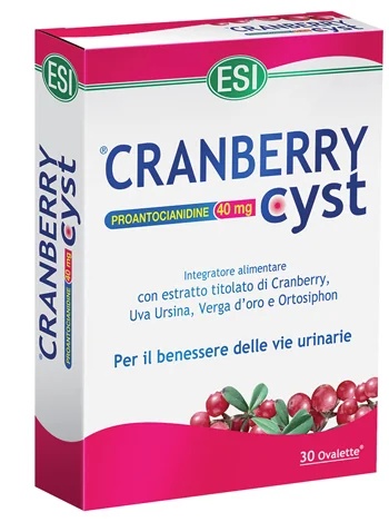 ESI Cranberry Cyst 30 Ovalettes Voedingssupplement voor de gezondheid en bescherming van de urinewegen