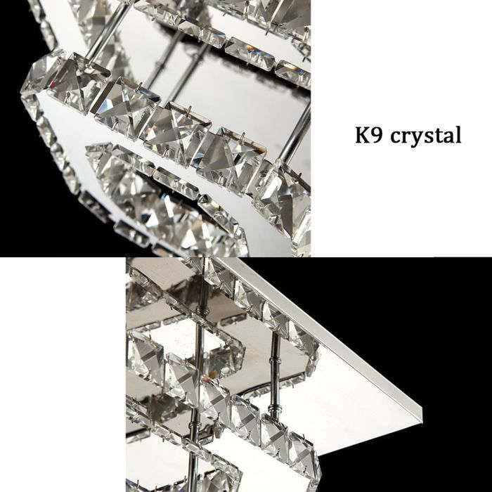 Plafonnier LED Cristal en Acier Inoxydable - WOTTES - Moderne 36W pour salon, couloir, chambre à coucher