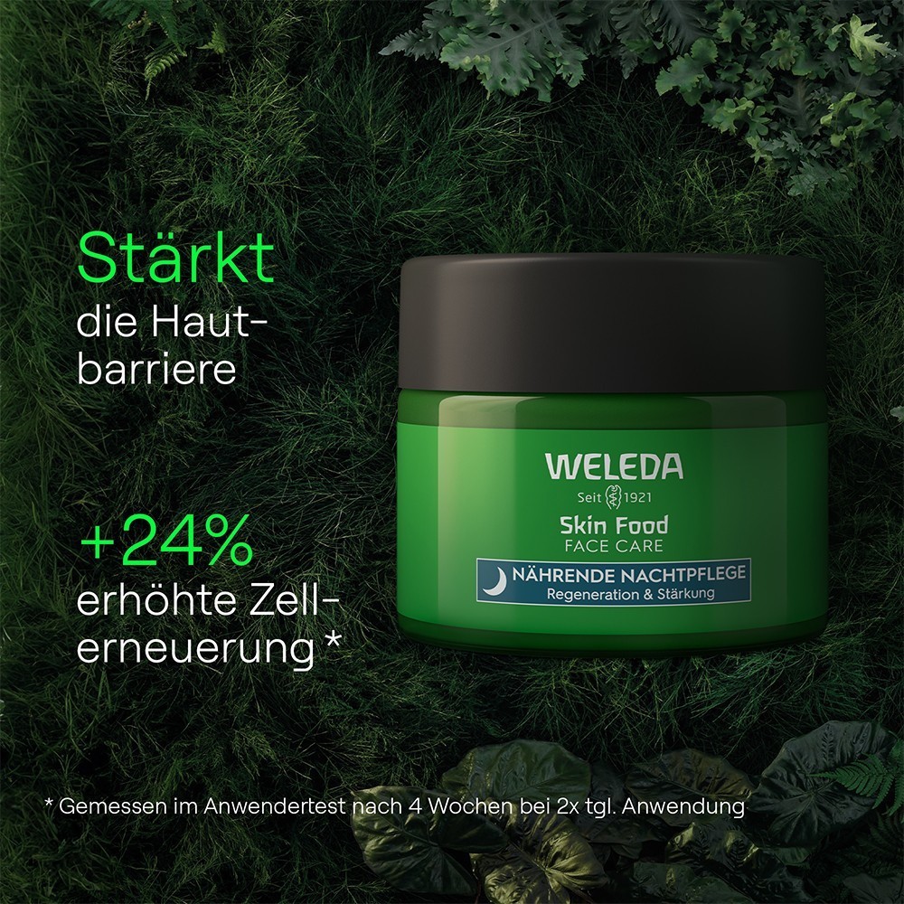 „Weleda Skin Food“ maitinamasis naktinis kremas – stiprina odos barjerą ir regeneruoja sausą veido odą – 40 ml