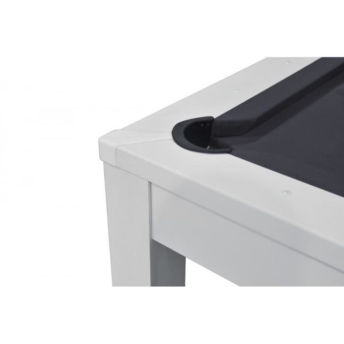 Table Billard Convertible 7FT - Meyer - Blanc - Tapis Gris - 213 x 112.5 x 82.5 cm