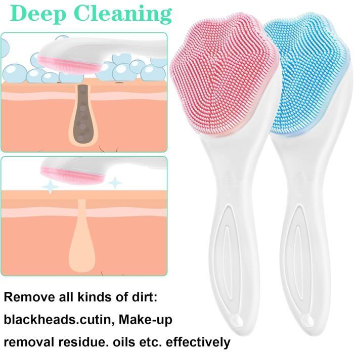 Set aus 2 Silikon-Gesichtsreinigungsbürsten, Peeling- und Massagebürsten für eine gründliche Gesichtsreinigung